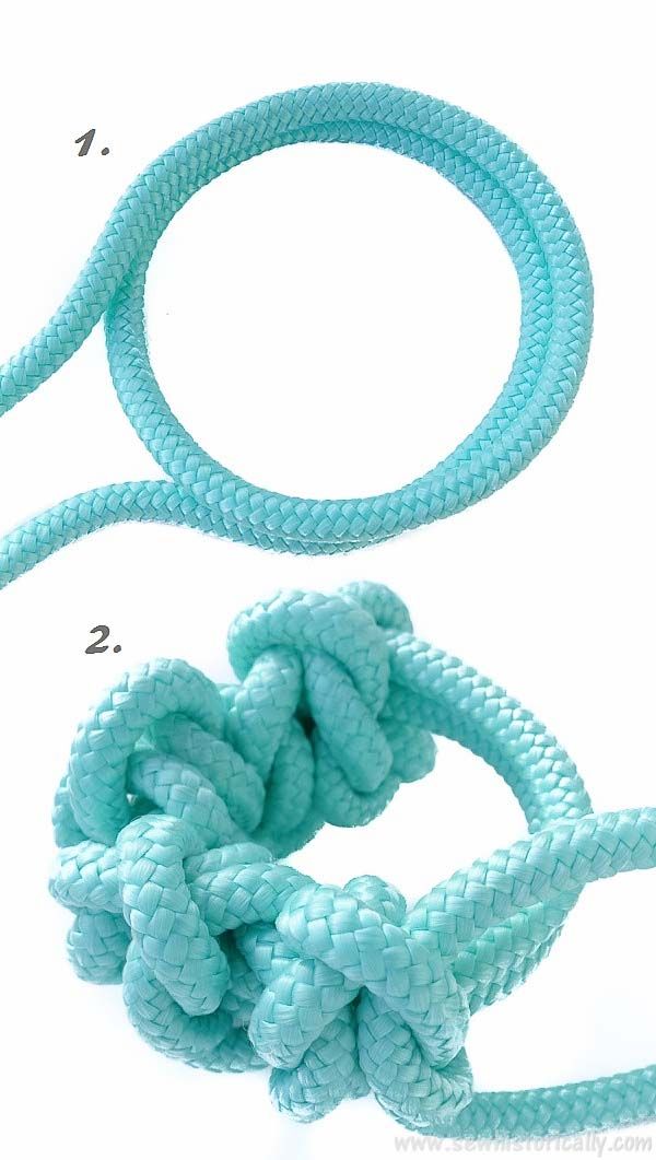 the instructions for how to make a knotted rope bracelet with two different types of ropes