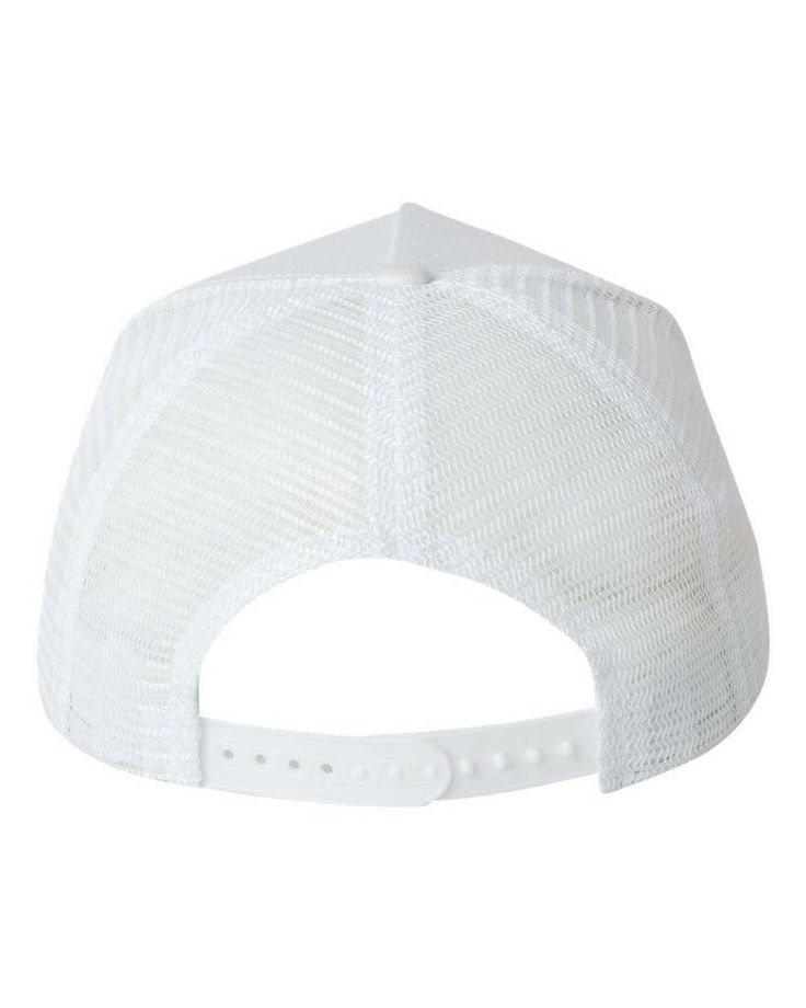 Five-Panel Mesh-Back Trucker Cap - WHITE - ADJUSTABLE | Valucap Five-Panel Mesh-Back Trucker Cap in White Size Adjustable White Trucker Baseball Cap For Beach, White Snapback Trucker Hat For Beach, White Trucker Hat For The Beach, White Trucker Hat One Size Fits Most, White Baseball Cap For Beach, White Snapback Baseball Cap For Beach, White 5-panel Baseball Cap For Beach, Adjustable Lightweight White Baseball Cap, White Visor Trucker Hat For Beach