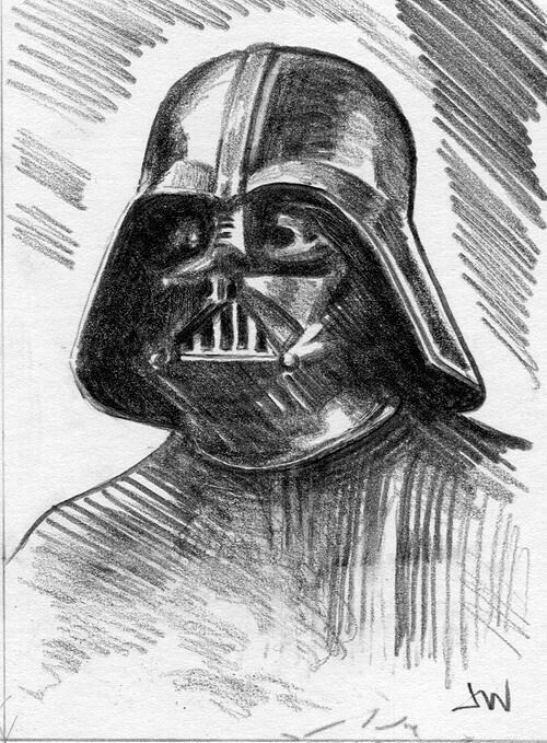 a drawing of darth vader from star wars