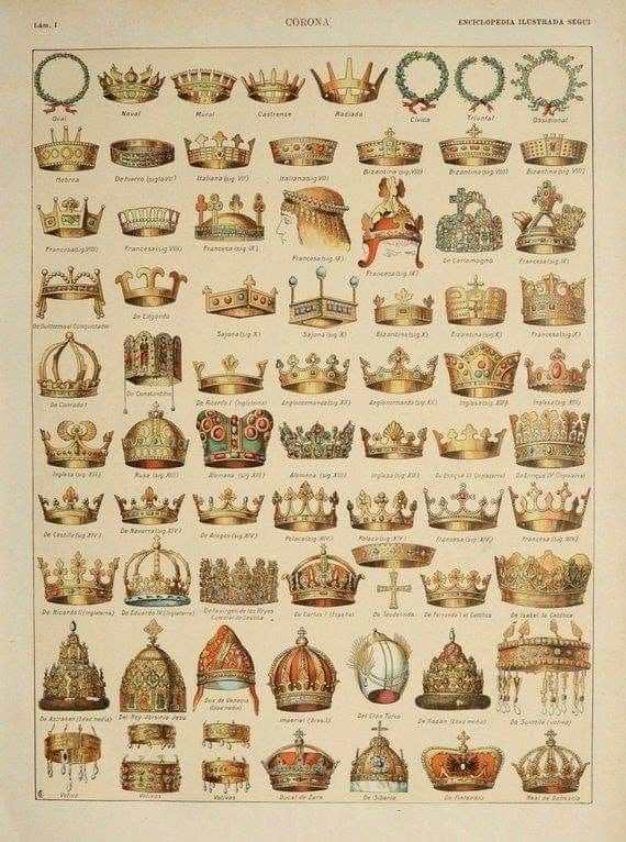 an antique print of crown crowns and tiaras