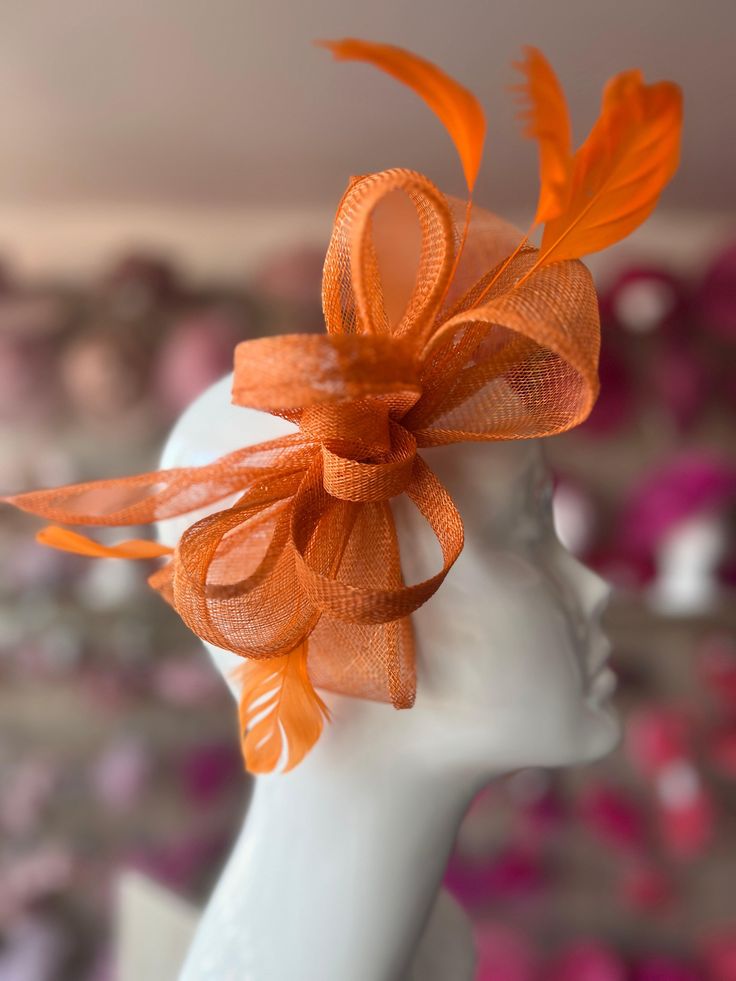 Isobel Orange Fascinator Headband-Fascinators Direct Hats Outfit, Orange Fascinators, Fascinator Hats Outfit, Sinamay Fabric, Headband Fascinator, Fascinator Hairstyles, Fascinator Headband, Lip Shine, Wedding Fascinators