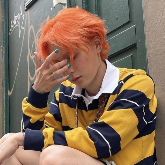 Ash Orange Hair Color, Orange Hair Dye Men, Orange Hair Men Dyed, Kai Orange Hair, Men Orange Hair, Orange Hair Men, Orange Hair Male, Kpop Orange Hair, Orange Dyed Hair