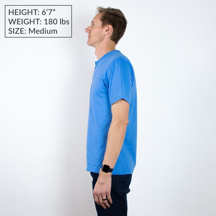 Our best-selling Dual Blend Henley t-shirt is made from a soft cotton polyester blend and perfectly flatters tall, slim men. A 3-button Henley design adds a touch of style to a classic t-shirts. Each shirt is flexible, light, and resists wrinkling in the wash, making it your ideal t-shirt for any occasion. Upgrade you wardrobe with shirts that actually fit and click Add to Card today! Product Details 45% cotton55% polyesterMachine wash cold and tumble dry low to minimize shrinking Size Guide Hei Casual Stretch T-shirt With Button Closure, Relaxed Fit Short Sleeve Henley With Buttons, Casual Fitted Henley T-shirt, Classic Relaxed Fit T-shirt With Button Closure, Relaxed Fit Short Sleeve Everyday Henley, Everyday Cotton Henley With Relaxed Fit And Short Sleeves, V-neck T-shirt With Button Closure, Summer Henley With Relaxed Fit And Short Sleeves, Everyday Relaxed Fit Short Sleeve Henley