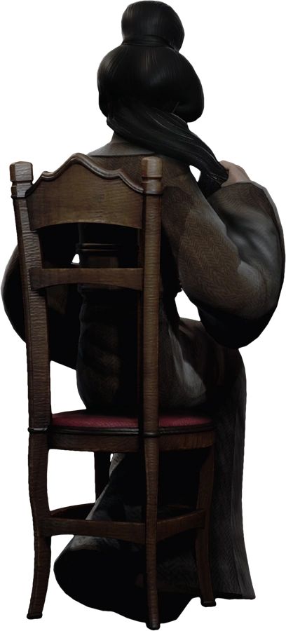 a person sitting in a chair with their back to the camera