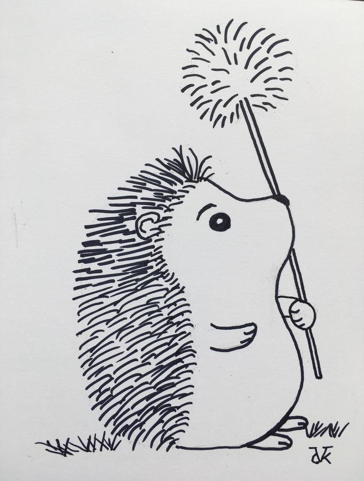 a drawing of a hedge holding a sparkler