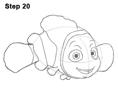 how to draw finding nemo from finding the sea with easy step by step instructions