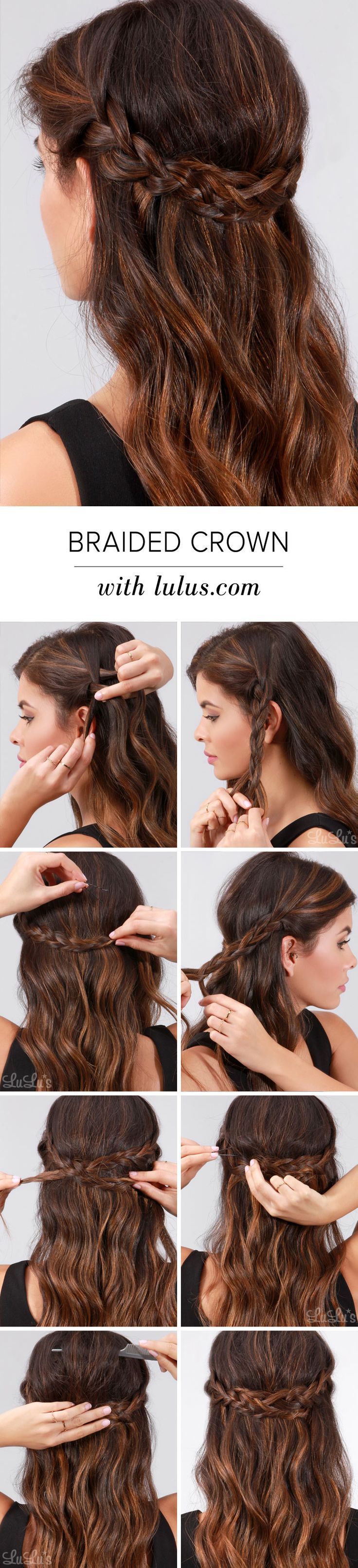 Pretty Braided Crown Hairstyle Tutorials and Ideas / http://www.himisspuff.com/easy-diy-braided-hairstyles-tutorials/32/ Hair Braid Crown Tutorial, Braids Short, Braided Crown, Braided Crown Hairstyles, Diy Braids, Crown Braid, Penteado Cabelo Curto, Braided Hairstyles For Wedding, Easy Braids