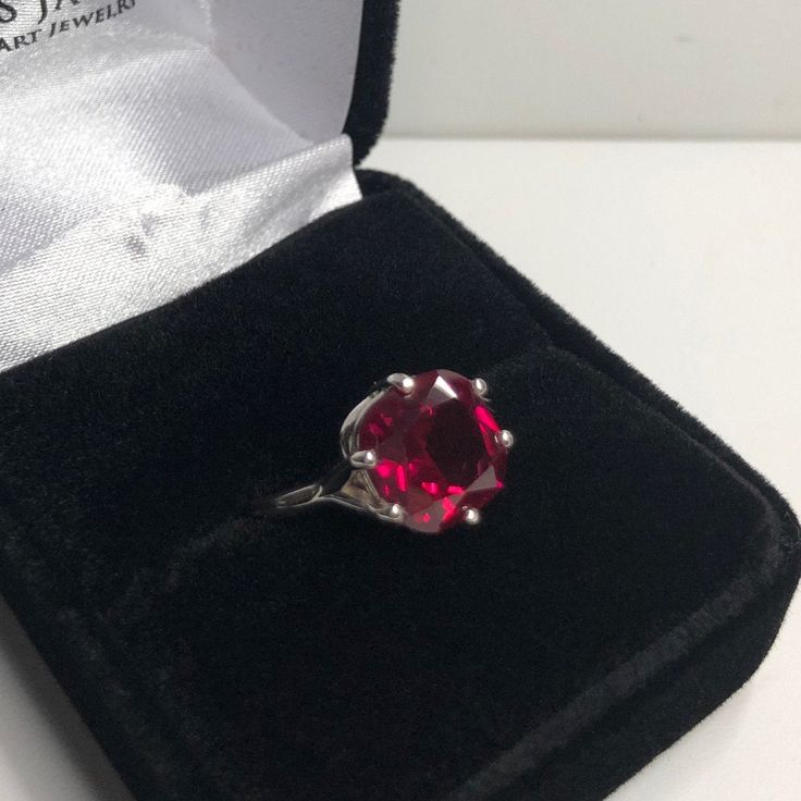 Beautiful Cushion Cut Ruby Ring * 5ct Cushion Cut Ruby * Solid Sterling Silver * Sized to Order - Select your Size Gift Services are Free! Just message me at checkout! Matching Pendant & Earrings Available! Also available in 10k or 14k White, Yellow or Rose Gold here https://www.etsy.com/listing/682767578/beautiful-5ct-cushion-cut-ruby-10k-14k This 5ct Ruby is Laboratory Grown. It is identical to natural in every way, including Chemistry, Composition & Hardness with flawless clarity &amp Classic Ruby Ring Gift With Round Stone, Classic Ruby Ring With Round Stone As Gift, Classic Gift Ruby Ring With Round Stone, Classic Ruby Ring With Round Stone, Classic Ruby Crystal Ring, Ruby Ring With Vvs Clarity As Gift, Classic Round Cut Ruby Ring Gift, Anniversary Ruby Ring With Vs Clarity And Round Cut, Classic Round Cut Ruby Ring