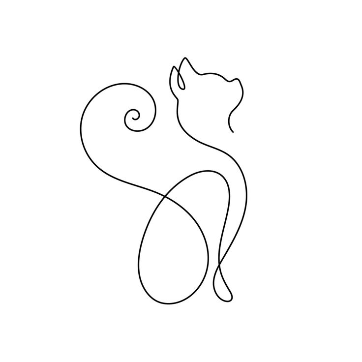 a black and white line drawing of a cat