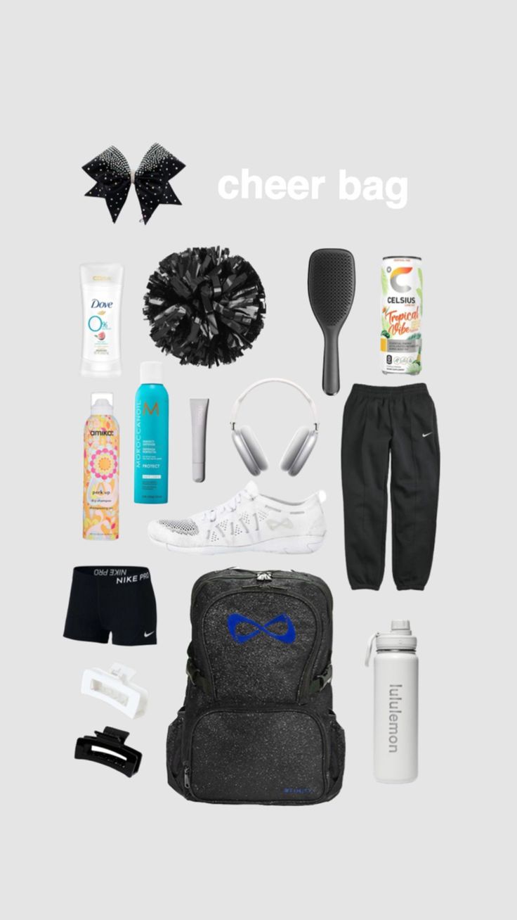 the contents of a backpack are shown in this image, including shoes and other items