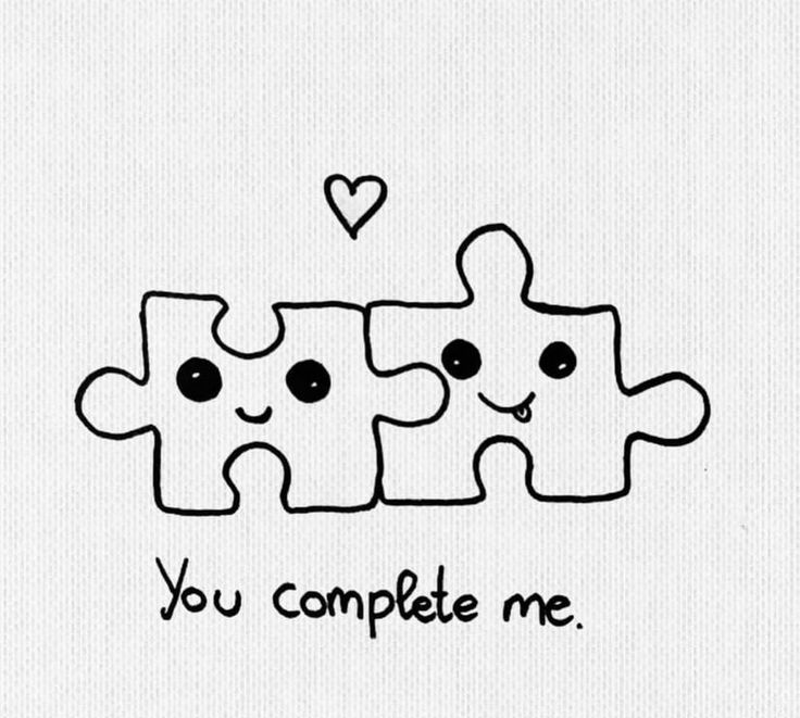 two puzzle pieces with the words you complete me