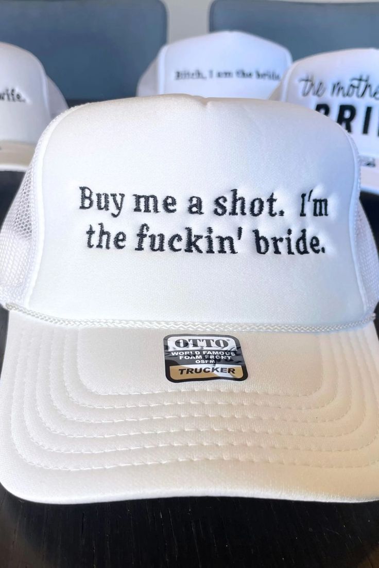 Funny Bride Trucker Hats Embroidered Bachelorette Party Unhinged Wifey Buy Me A Shot I'm the Fuckin Bride Inappropriate Wife Hats Bridal - Etsy Veil For Bachelorette Party, Anti Bride Bachelorette, Black Veil Bachelorette Outfit, Brides Bachelorette Party Ideas, Bride And Boujee Bachelorette Party, Pontoon Bachelorette Party, Bride Trucker Hat, Bachelorette Party Ideas Funny, Unhinged Trucker Hats