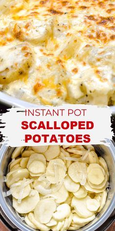 the instant pot is loaded with scalloped potatoes