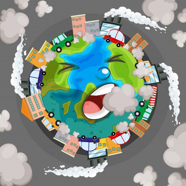 Sick earth from pollution concept Free Vector Air Pollution Poster, Save Earth Posters, Save Earth Drawing, Earth Drawings, Earth Poster, Save Our Earth, Earth Day Crafts, Environmental Pollution, Air Pollution