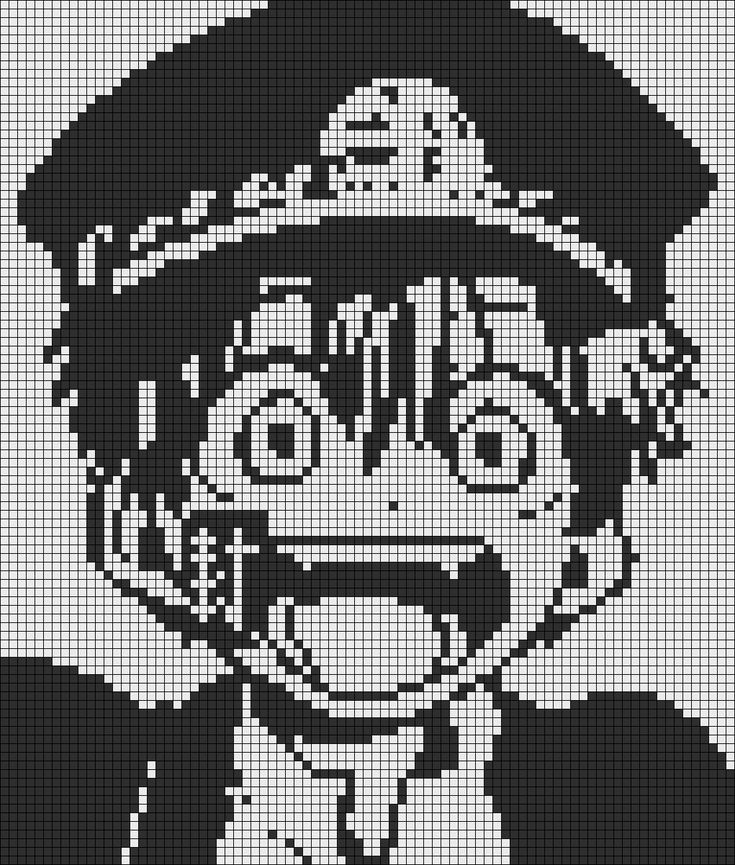 a cross stitch pattern with an image of a man wearing a hat and bow tie