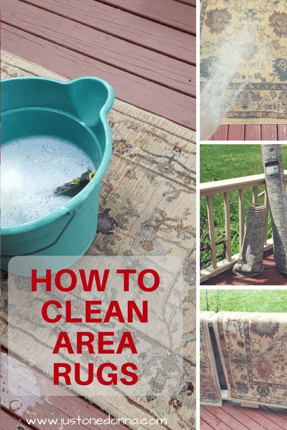 how to clean area rugs on the porch or deck with spray from a bucket