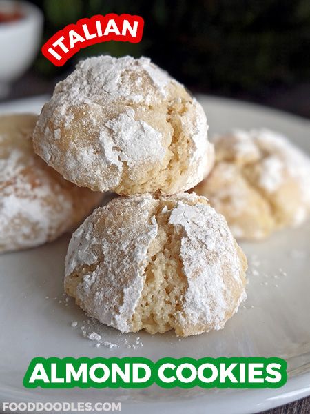 three powdered sugar cookies stacked on top of each other with the words italian above them