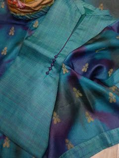 Tussar Silk Churidar Designs, Maheshwari Silk Suits Neck Designs, Pure Silk Kurti Designs, Pure Silk Suits Design, Tussar Silk Suits Designs, Tussar Suit Design, Neck Designs For Silk Kurtis, Tusser Silk Saree Blouses Designs, Silk Cotton Kurti Designs