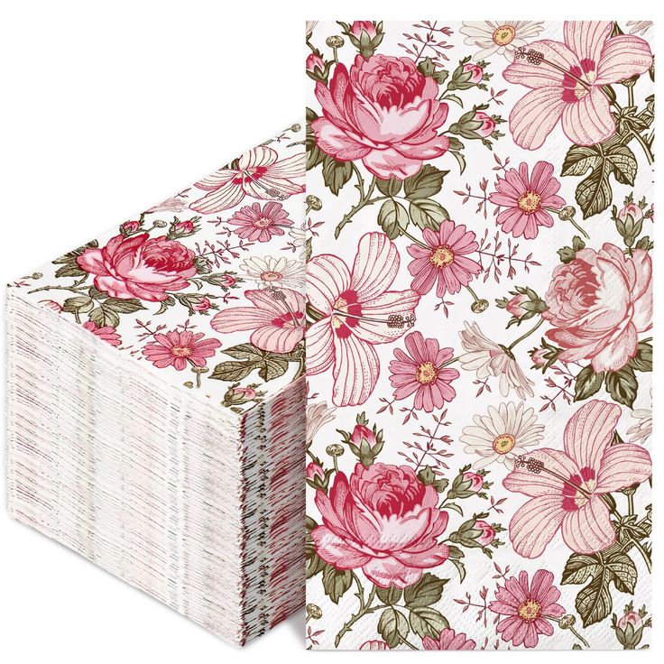 a white box with pink flowers on it