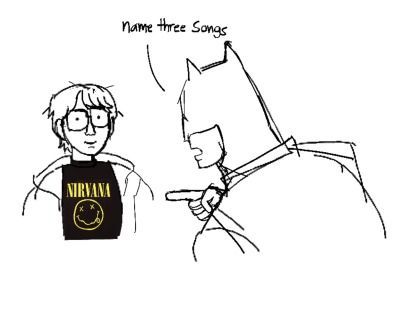 a drawing of a batman and a man with glasses