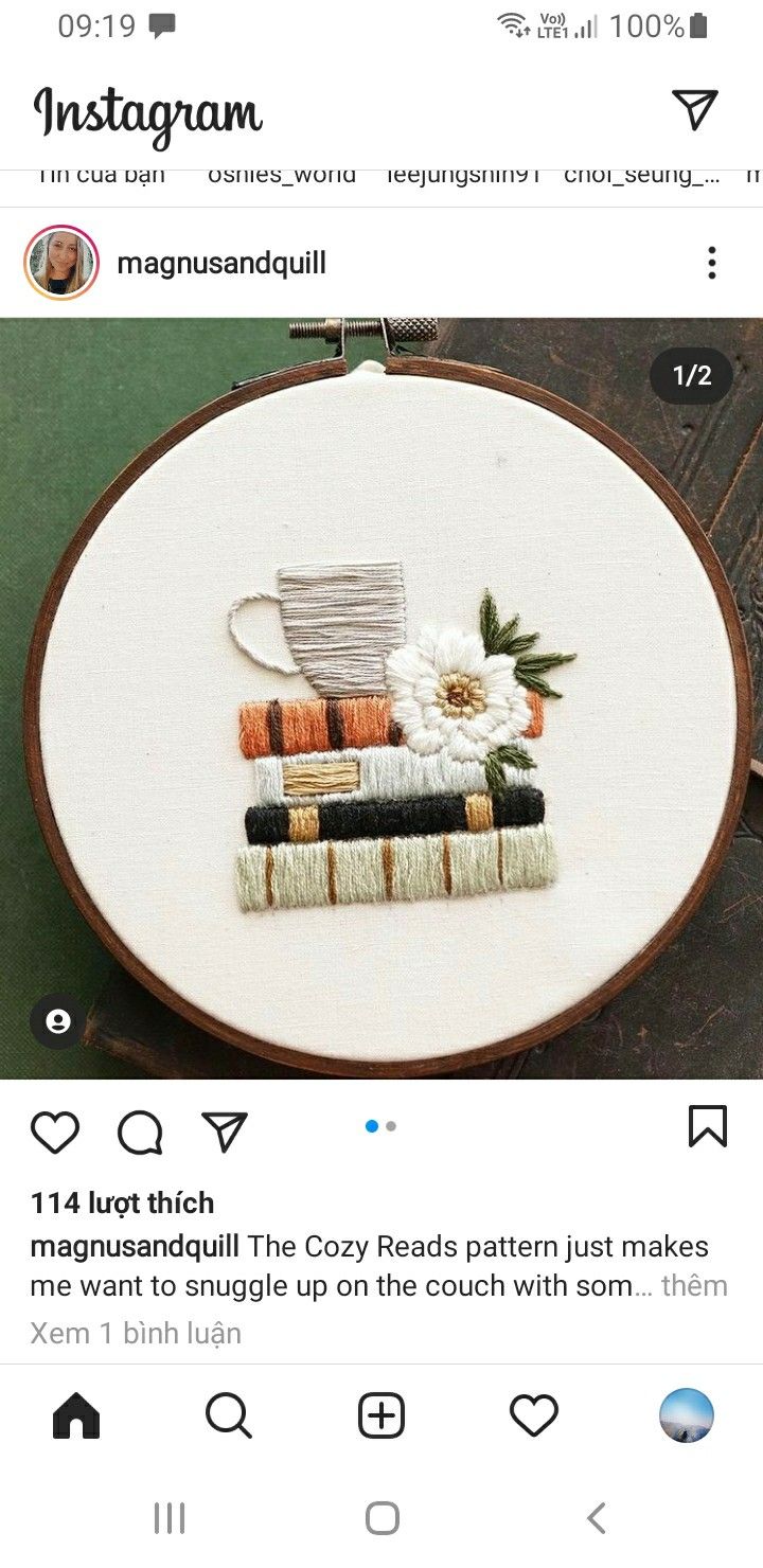 an embroidery project is being displayed on the twitter account for instagrams and other social media