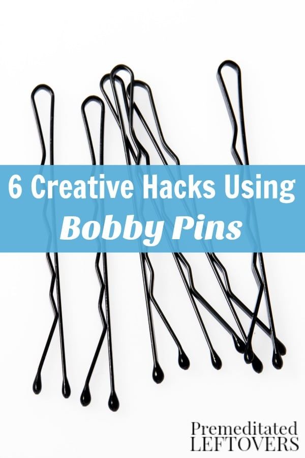 several black pins with the words creative hacks using bobby pins