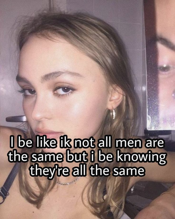 a man and woman are staring at each other with the caption i be like not all men are the same but i'll be