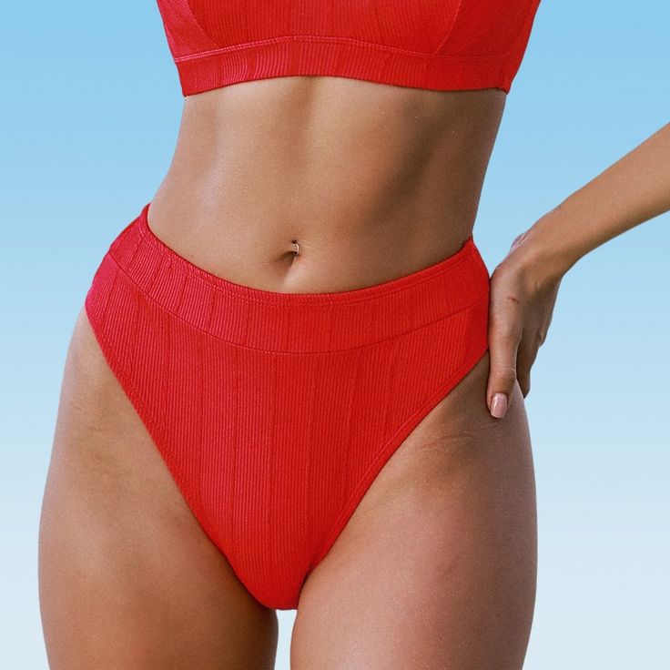 The Red High Waisted Bikini Bottoms Swimsuit is a stylish and flattering choice for beach and poolside fashion. Its bold red color and retro-inspired high-waisted design add a fashionable touch, while providing full coverage and support for the midsection. Whether paired with a matching top or mixed and matched, these bikini bottoms offer a versatile and eye-catching option for summer fun in the sun. Product code: CAA12B4E055EE Solid Color Beachwear For Poolside, Solid Color High-cut Leg Swimwear For Pool, Red Stretch Tankini For Poolside, Solid Color Beachwear Swimwear For Beach Season, Red Stretch Summer Tankini, Red Stretch Tankini For Pool, Solid One-piece Bottoms For Summer, Stretch Solid Color Swimwear For Beach, Red Bottoms For Pool And Beach Season