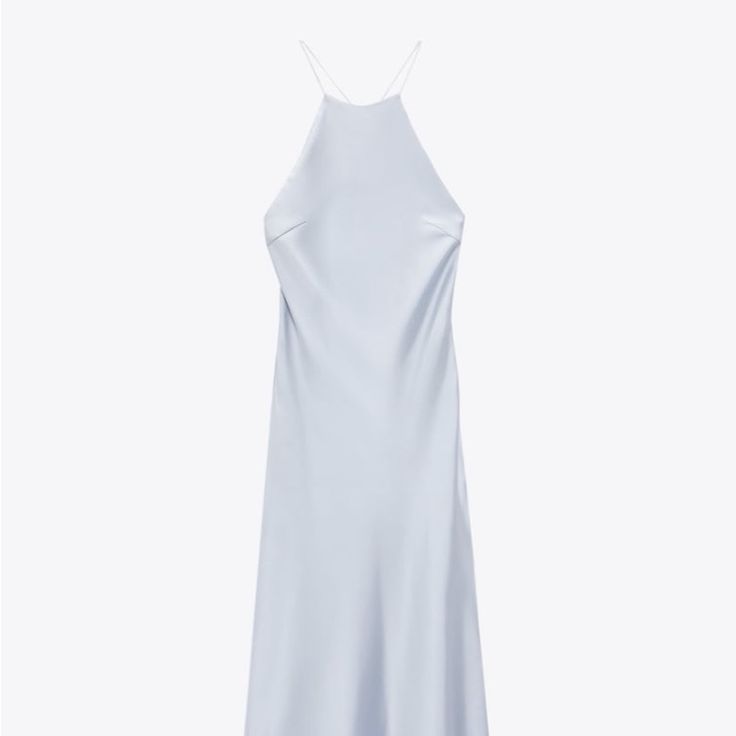 Bought This From Zara For A Wedding, And Changed My Mind! New With Tags, Never Before Worn. Decided After The Return Period Ended. Purchased For $60 And It’s Currently Out Of Stock. Really Beautiful Dress! Size M. Silver Halter Neck Summer Dress, Silver Halter Neck Dress For Summer, Light Blue Backless Wedding Dress, Elegant Blue Halter Neck Slip Dress, Elegant Light Blue Midi Dress For Prom, Silver Backless Evening Dress For Wedding, Silver Summer Evening Dress For Prom, Silver Summer Prom Evening Dress, Elegant Silver Backless Evening Dress