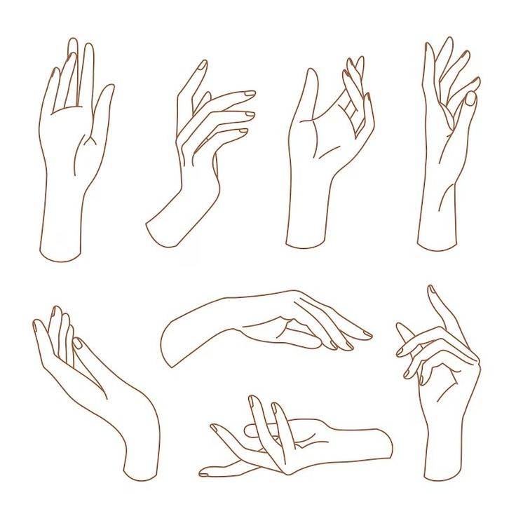 hands with different gestures are shown in this drawing technique, which is easy to draw and can be used for many purposes