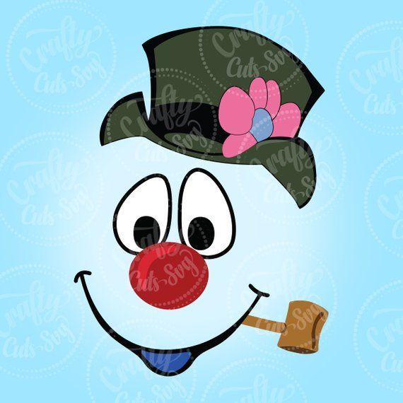 a snowman wearing a green hat and holding a wooden stick in his mouth with the word cash on it