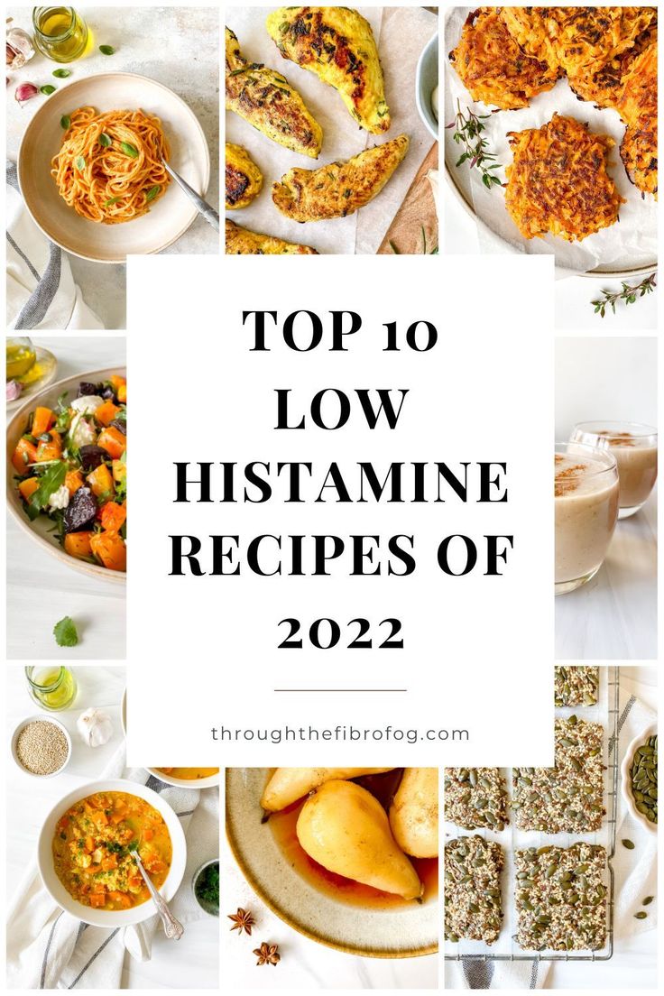 collage of recipes with text saying top ten low histamine recipes of 2022. Anti Histamine Foods, Histamine Intolerance Diet, Low Histamine Recipes, Nightshade Free Recipes, Ic Diet, Low Histamine Foods, Low Histamine Diet, Low Histamine, Elimination Diet