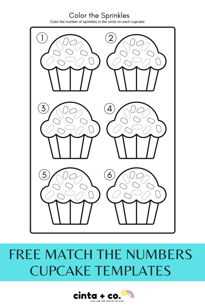 cupcakes worksheet for kids to learn how to count the numbers in each cupcake