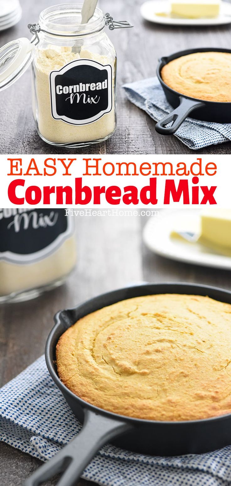 homemade cornbread mix in a cast iron skillet