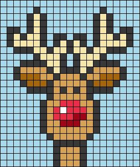 Alpha friendship bracelet pattern #62572 added by sodapop. reindeer deer animal head nose antlers christmas rudolph festive holiday winter keyring keychain. Christmas Beads Patterns, Alpha Christmas Patterns, Pixel Art Ideas Christmas, Christmas Pixel Art Easy, Holiday Pixel Art, Xmas Pixel Art, Christmas Grid Pattern, Pixel Christmas Art, Pixel Art Pattern Christmas