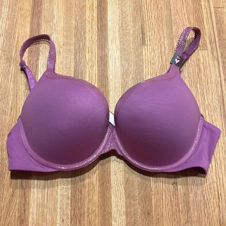 Nwt Body By Victoria Perfect Shape Lined 36c Bra. Purple Bra With Sparkle Trim Purple Stretch Seamless Bra, Purple Seamless Stretch Bra, Fitted Purple Bra With Padded Cups, Purple Stretch Padded Bra, Purple Padded Stretch Bra, Stretch Padded Purple Bra, Purple Seamless Underwire Bra, Victoria's Secret Purple Bra With Built-in Bra, Victoria's Secret Purple Underwire Bra