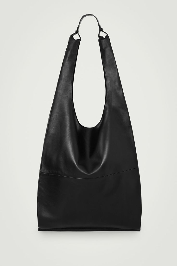 SLOUCHY TOTE - LEATHER - BLACK - Bags and Wallets - COS Cos Bag, Cos Bags, Slouchy Tote, Slouchy Bag, Bucket Tote, Oversized Bag, Croc Leather, Large Handbags, Black Leather Bags