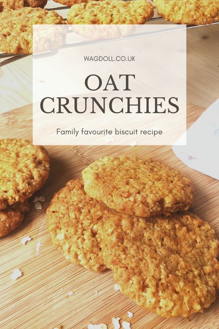 oat crunches on a cutting board with the title overlay reads, waggoll co uk