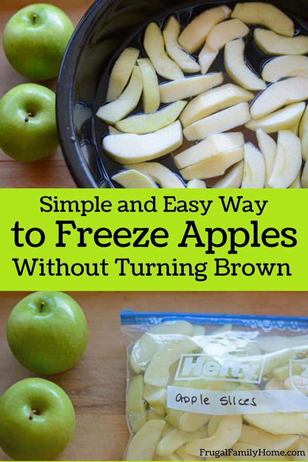 an image of apple slices with text overlay that reads simple and easy way to freeze apples without turning brown