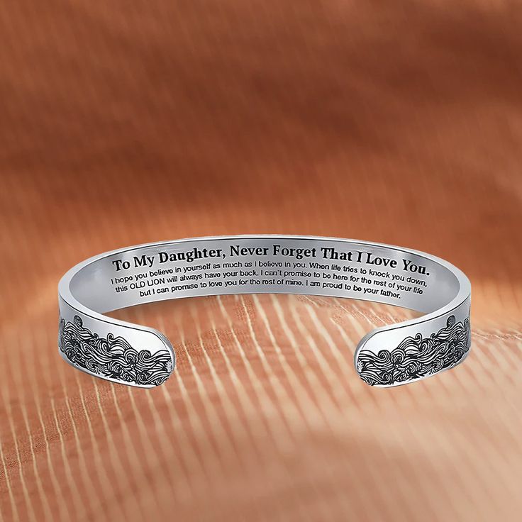 If you're looking for a special and meaningful gift to show your daughter how much she means to you and how proud you are of her accomplishments, this bracelet is a perfect choice. The stunning bracelet design is not only aesthetically pleasing but also a perfect reminder for your daughter that no matter what life throws her way, you'll always have her back. Whether it's her birthday, graduation, or just because, this bracelet is sure to become one of her favorites. Why buy from us?: Crafted In Meaningful Personalized Bracelets For Valentine's Day, Meaningful Bracelets For Personalized Valentine's Day Gift, Meaningful Bracelets For Valentine's Day Personalized Gift, Personalized Meaningful Bracelets For Valentine's Day, Personalized Meaningful Bracelet For Valentine's Day, Inspirational Bracelet Jewelry For Mother's Day, Engraved Meaningful Bracelets For Valentine's Day, Customizable Inspirational Jewelry For Friendship, Customizable Meaningful Friendship Jewelry