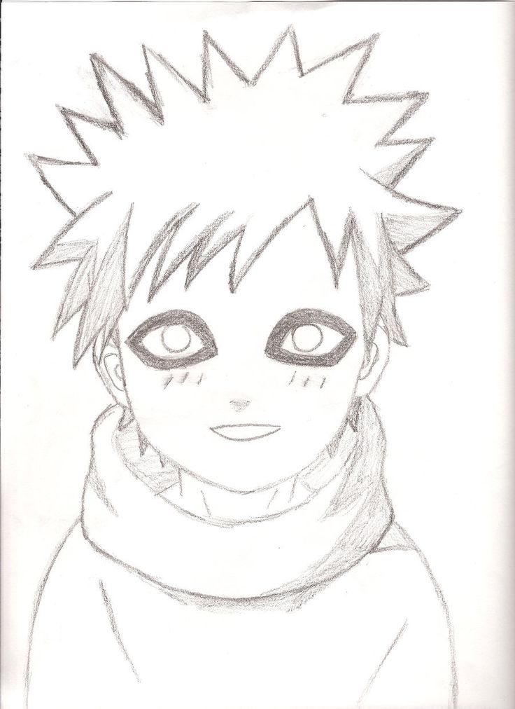 a drawing of an anime character with spiked hair and eyes, wearing a hoodie