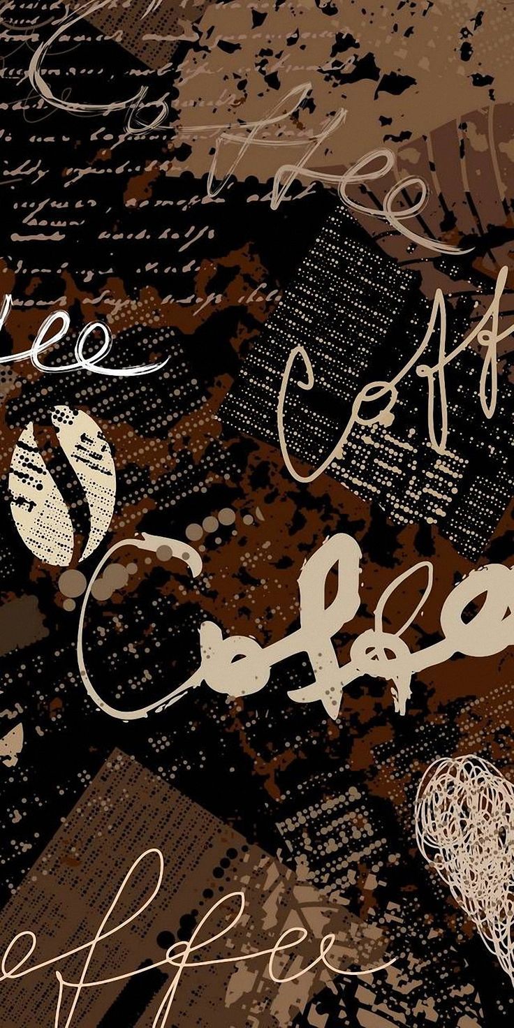 the words coffee are written in different font styles and colors, along with other typographs