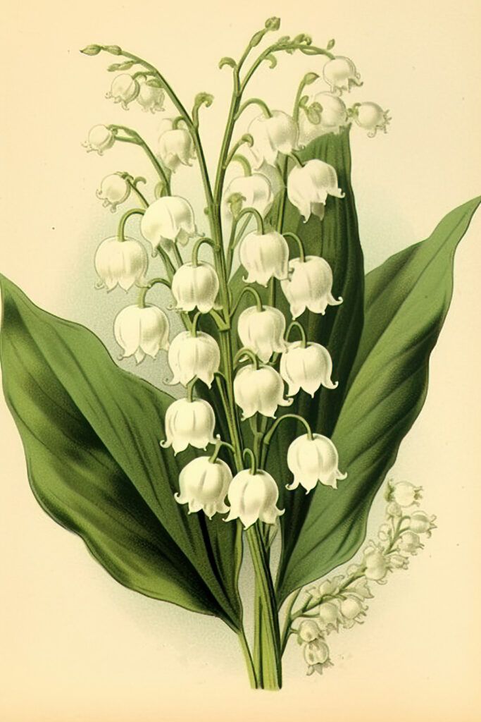 an illustration of lily of the valley flowers