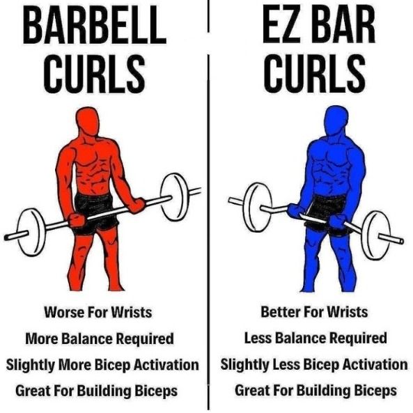 two signs showing how to use barbell curls