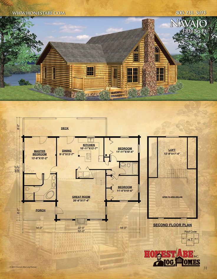 the floor plan for a log cabin home with lofts and living quarters is shown