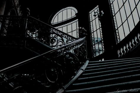 an image of a staircase going up to the top floor with many windows on each side