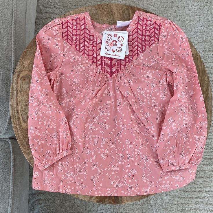 Nwt Size 110 (4-6 Years) Spring Long Sleeve Playtime Shirt, Spring Long Sleeve Shirt For Playtime, Long Sleeve Shirt For Spring Playtime, Spring Playtime Long Sleeve Shirt, Spring Printed Tops For Playtime, Pink Fall Playwear Top, Pink Printed Top For Playtime, Cotton Long Sleeve Tops For Playwear, Cute Long Sleeve Printed Tops