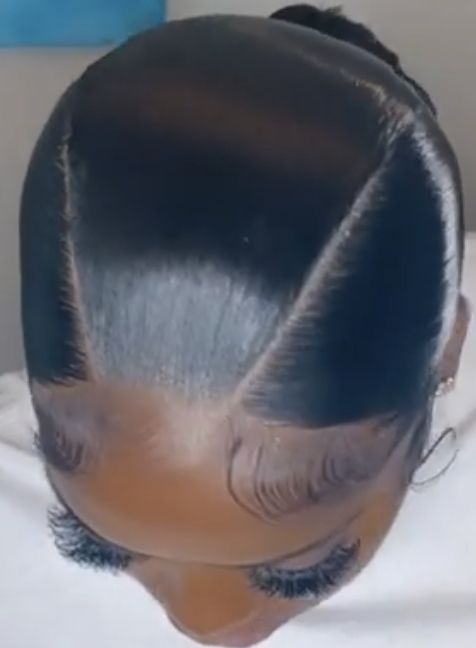 Two Part Slick Back Ponytail, Natural Hair Slick Hairstyles, Silk Braided Ponytail, Bun Black Hairstyles, Sleek Back Natural Hair, Cute Low Bun Hairstyles For Black Women, 3 Way Part Slick Back, Slick Back Ponytail No Part, Sleek Ponytail Hairstyles Natural Hair