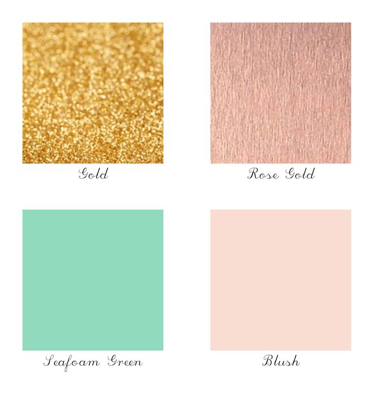 four different shades of gold, pink and green