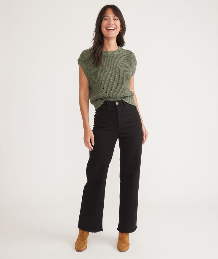 Bridget Slim Wide Leg Crop – Marine Layer Casual Relaxed Fit Mid-rise Wide Leg Pants, Workwear Cropped Leg Pants With 4-way Stretch, Chic Mid-rise Wide Leg Elastane Pants, Marine Layer Bridget Pant, Black Mid-rise Wide Leg Pants Relaxed Fit, Leggings And Socks, Concert Looks, Twill Pants, Suit Shop